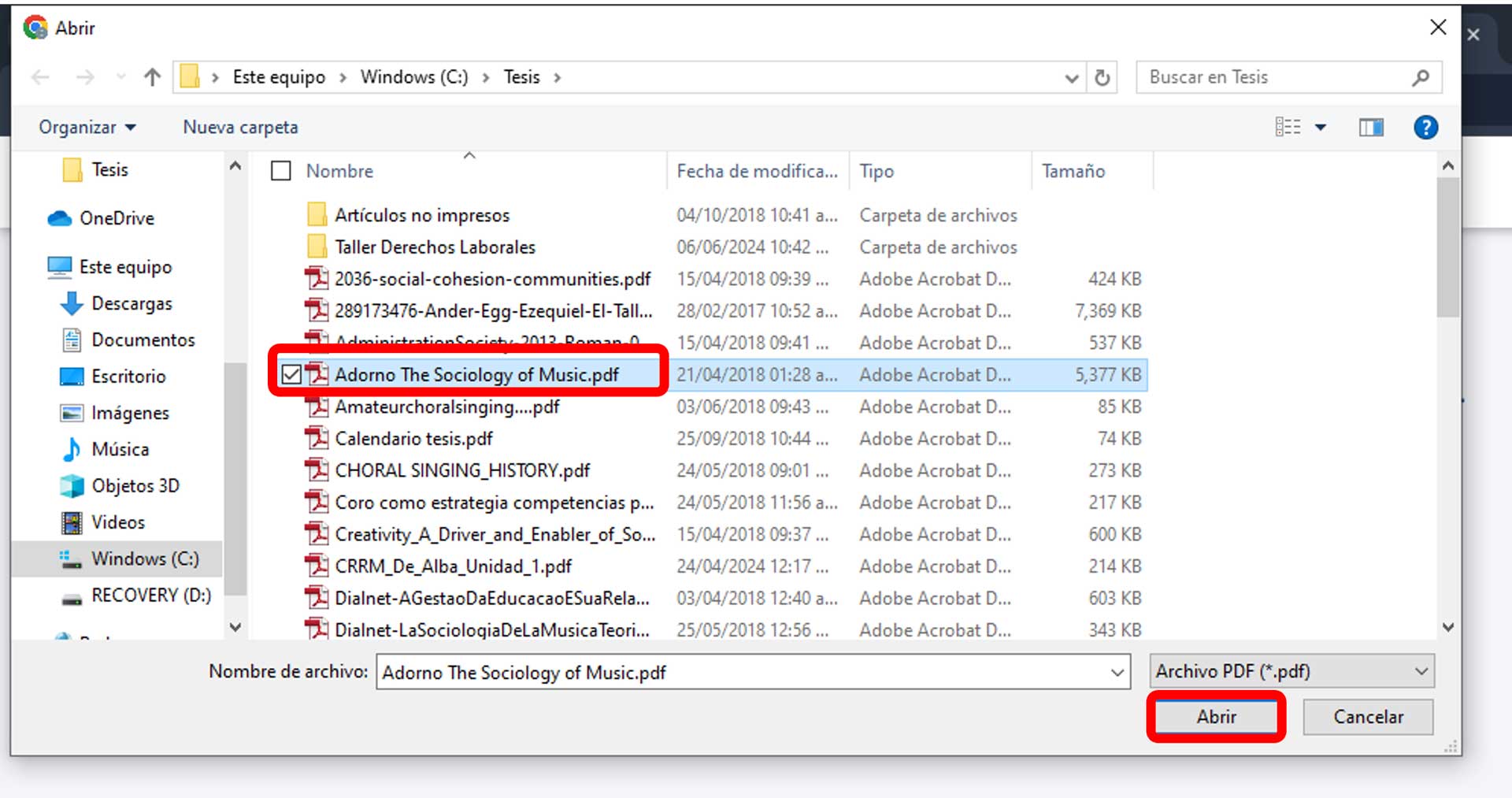 Seleccionar archivo en explorador
