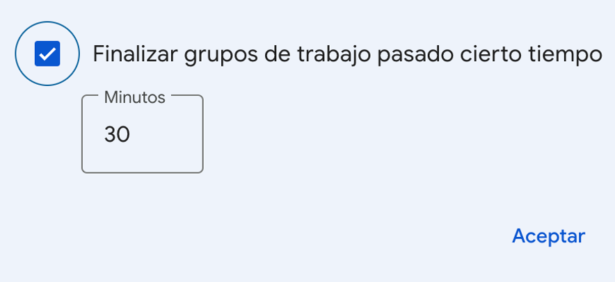 Configuración de tiempo para grupos