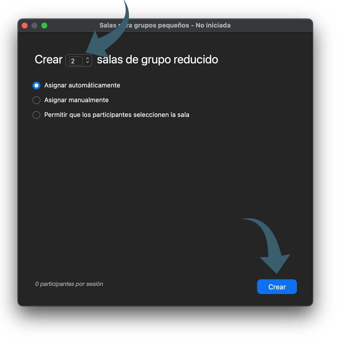 Configuración de Salas para grupos pequeños