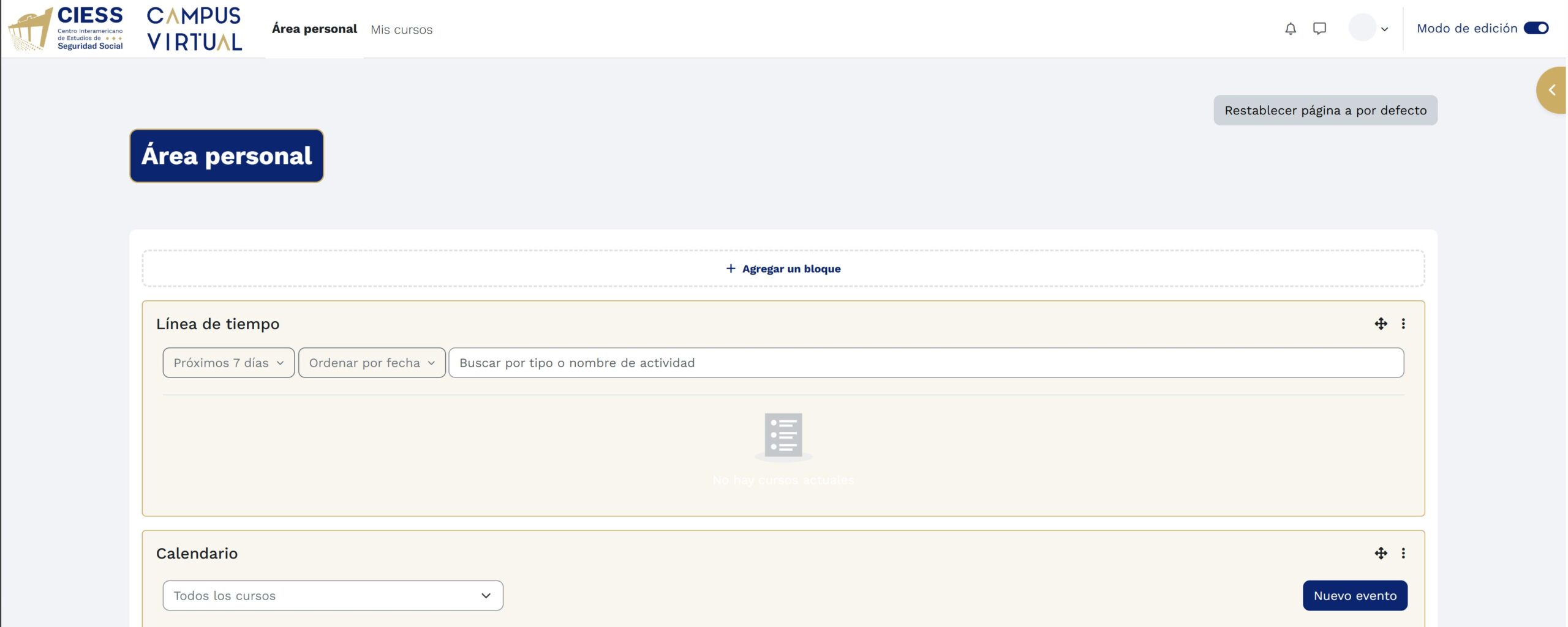 Dashboard Principal Área Personal