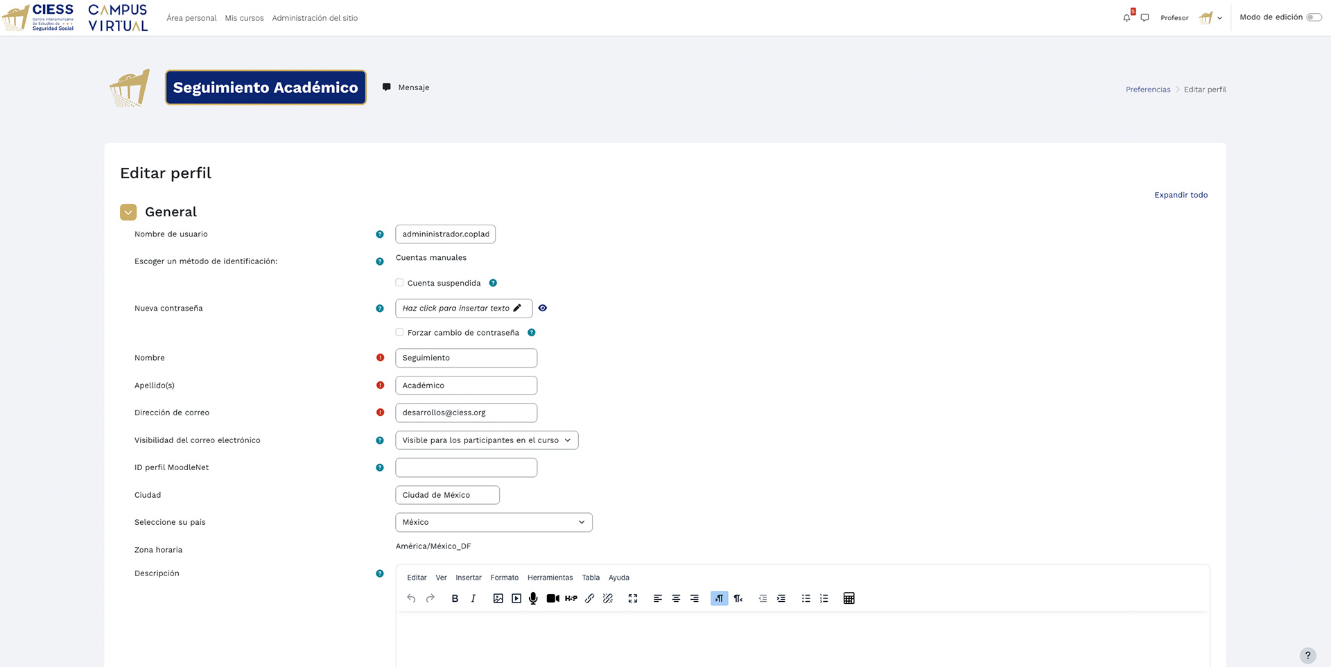 Formulario Editar Perfil