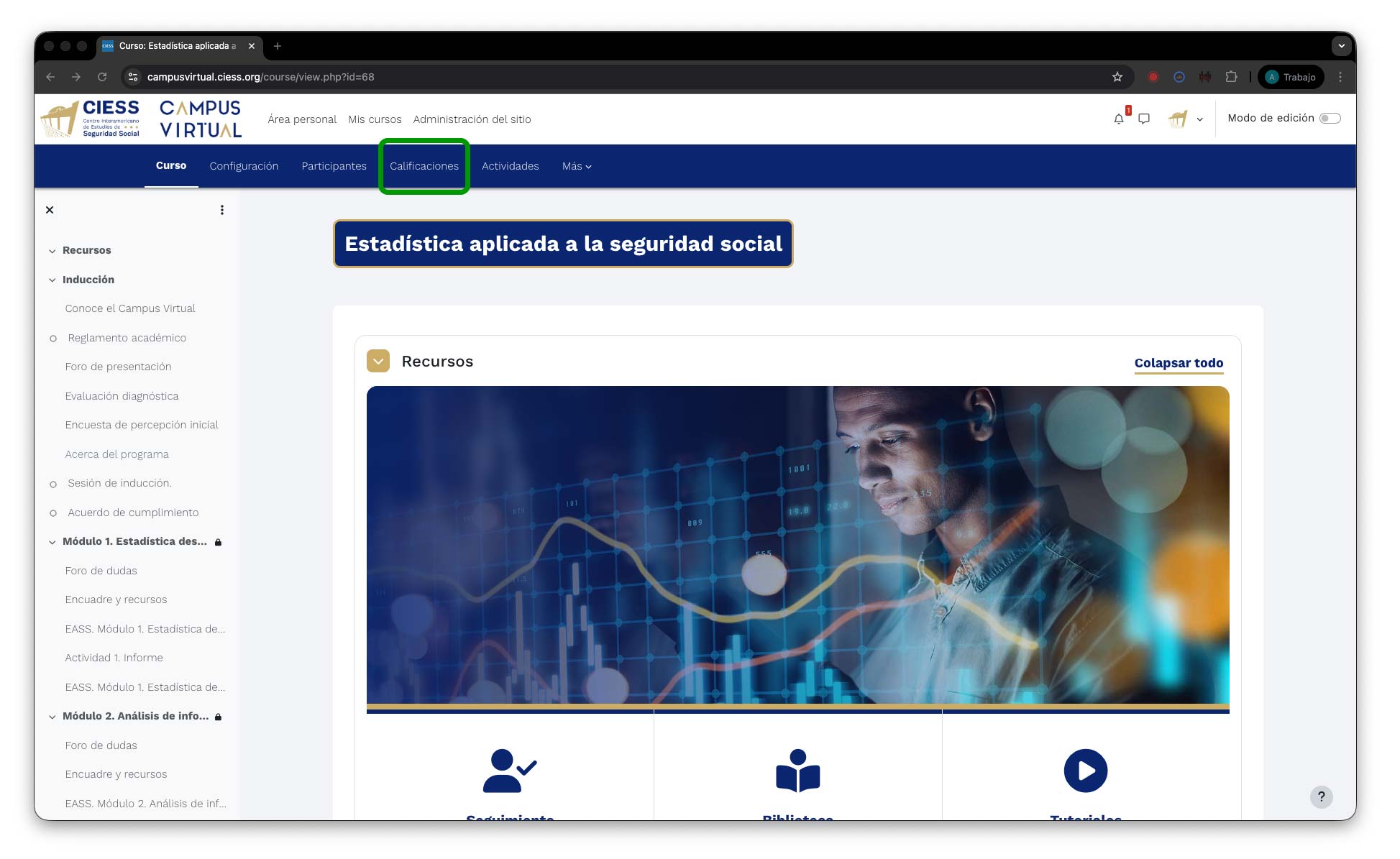 Acceso a la opción Calificaciones