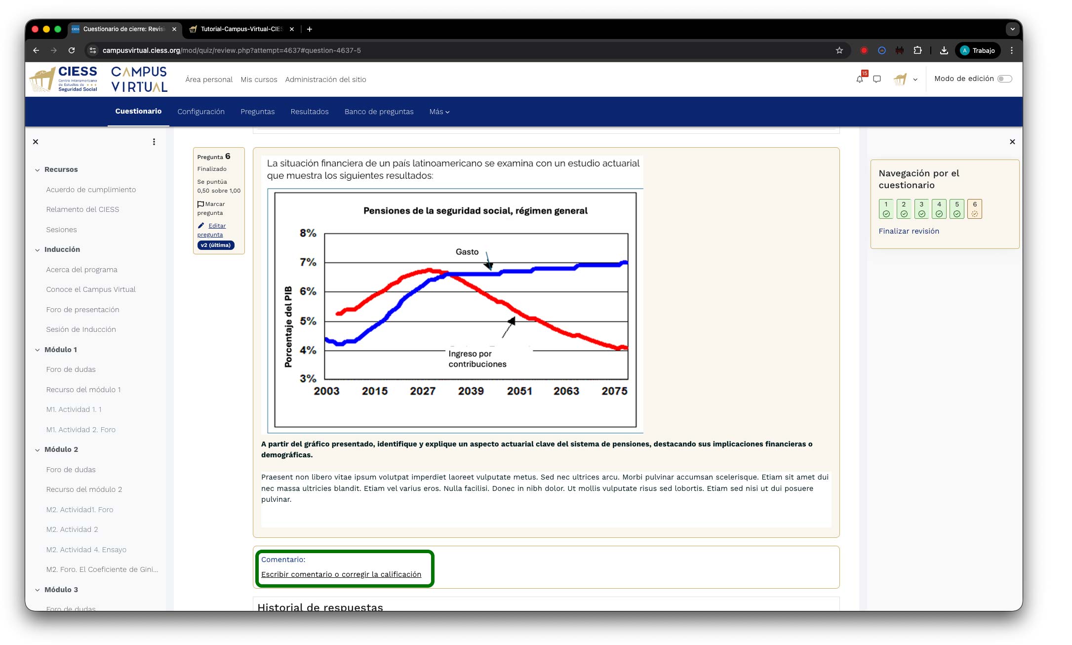 Pregunta abierta con enlace para calificar