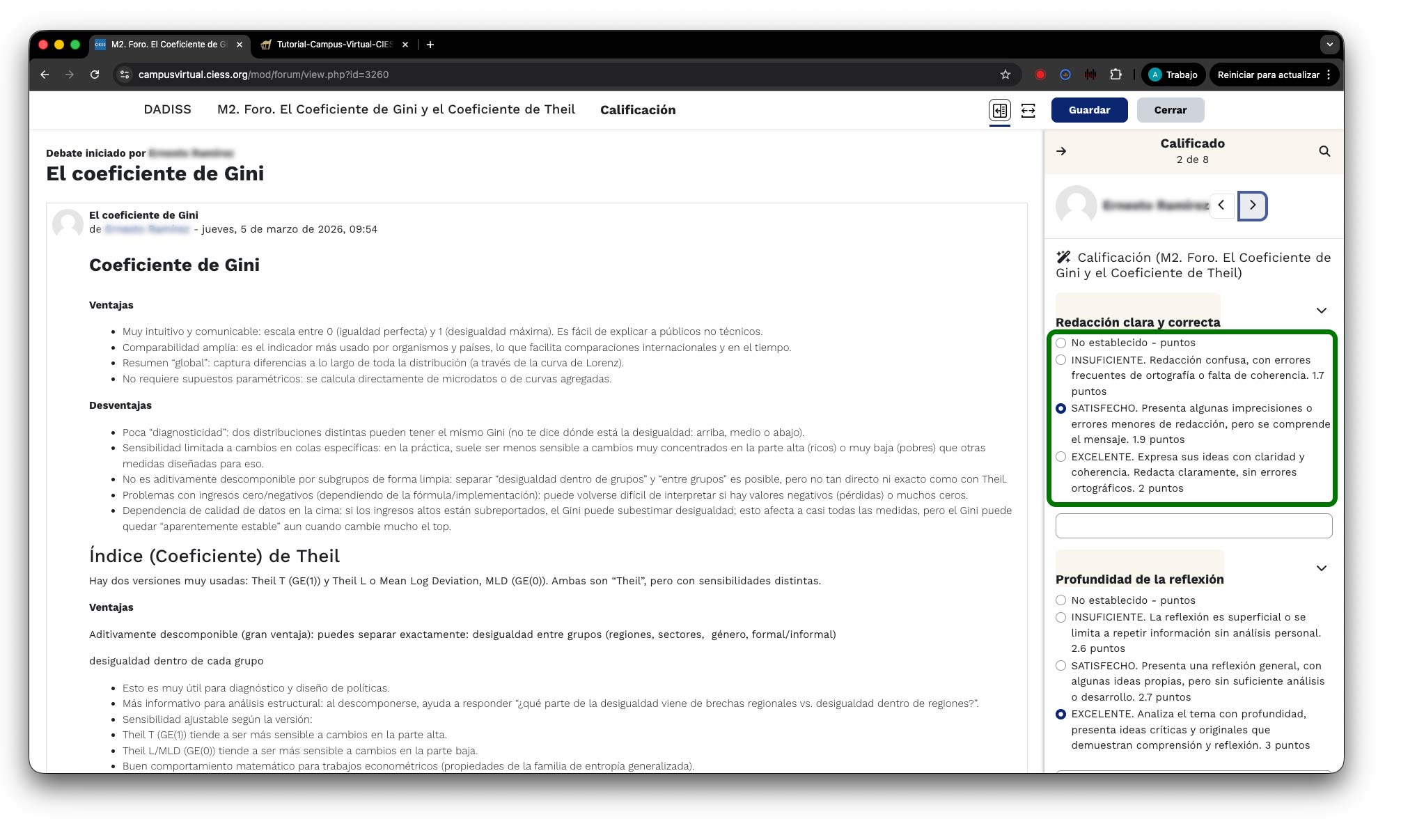 Selección de criterios de evaluación