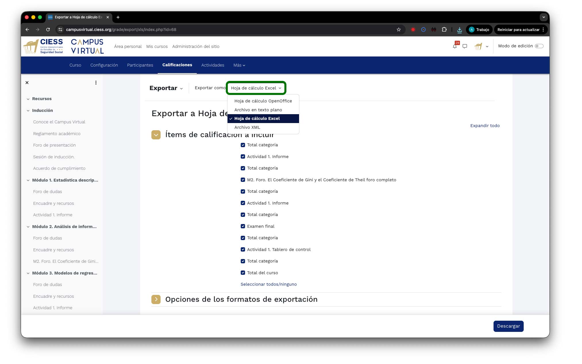Selección de Hoja de cálculo de Excel