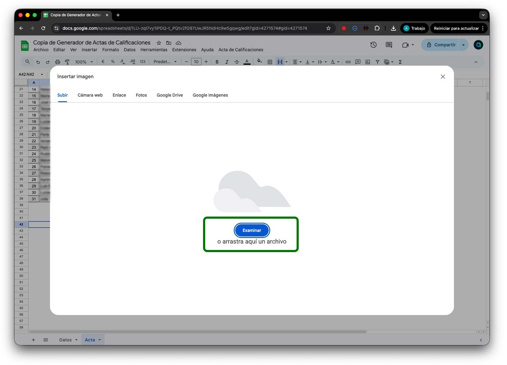 Diálogo para insertar imagen de firma