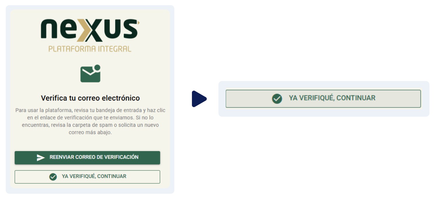 Botón YA VERIFIQUÉ, CONTINUAR