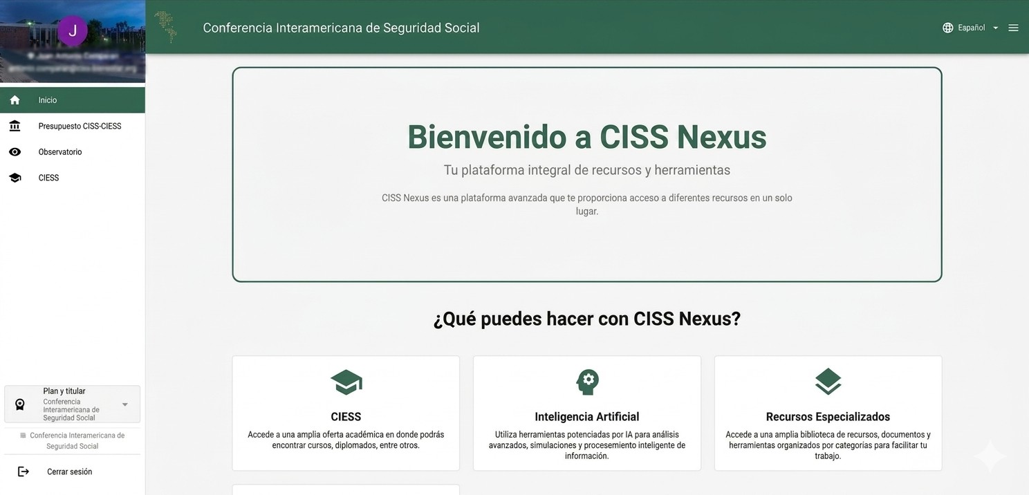 Pantalla de bienvenida CISS NexUs