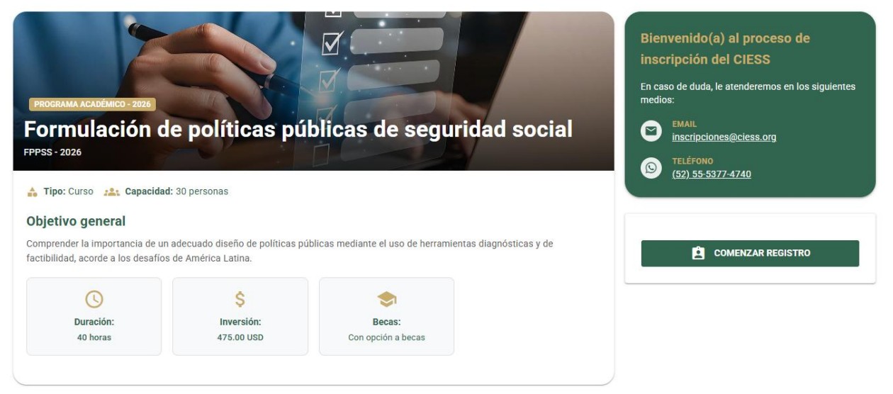Botón COMENZAR REGISTRO