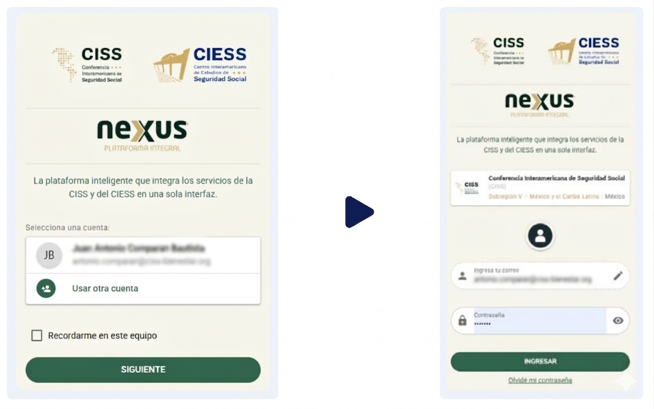 Pantalla de acceso para usuarios registrados